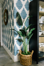 Blue Penney Leaf Wallpaper