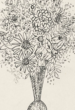Black and White Flowers in Vase Art